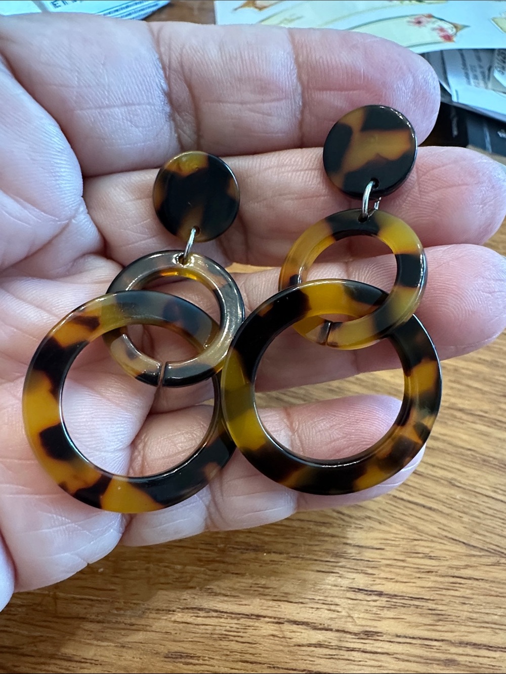 🧡 Tortoiseshell Double Hoop Drop Earrings 🧡